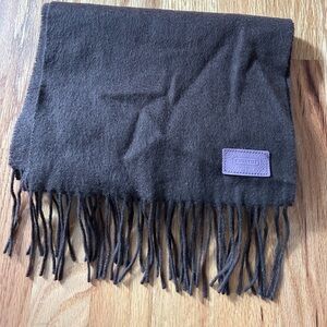 Coach Women's Scarf Woven Wool Cashmere Fringed Hem Brown One Size